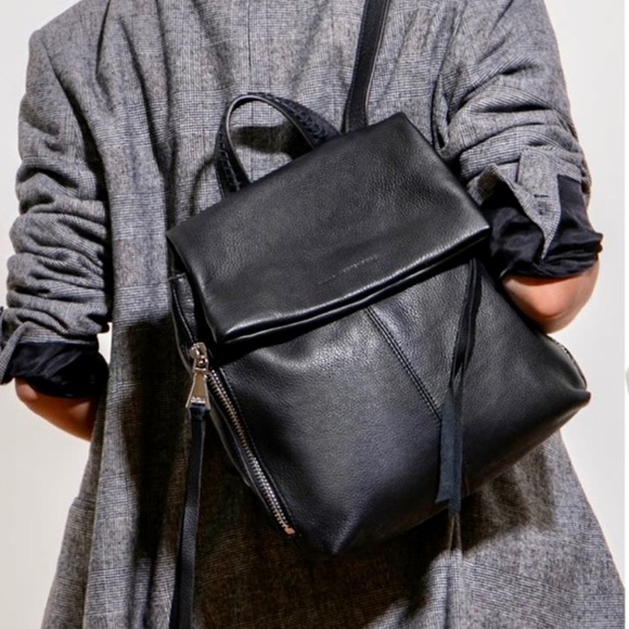 Aimee Kestenberg Bali Black Pebbled Leather Double Entry Backpack main image 7